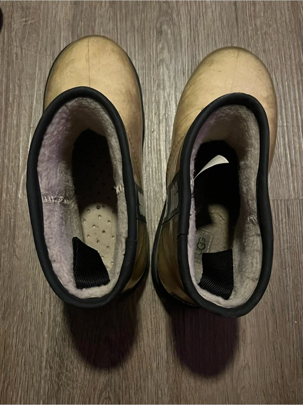 UGG Kids Cream Shearling Ankle Boots with Branded Strap